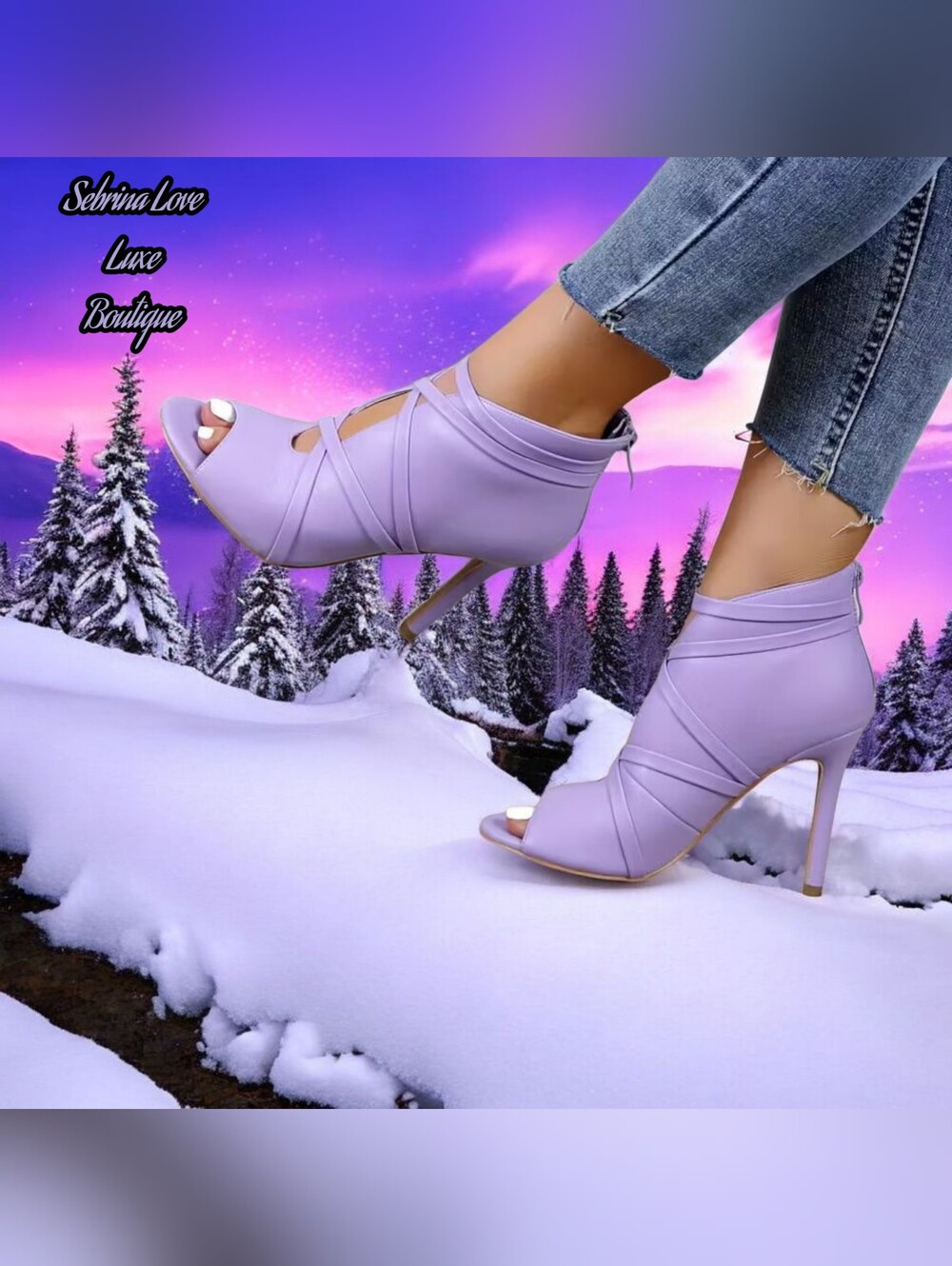 Chic Lavender Peeptoe Heeled Ankle Boots